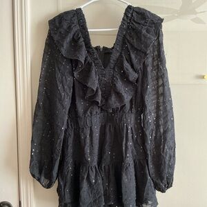 Endless Rose Black Ruffled Jumpsuit